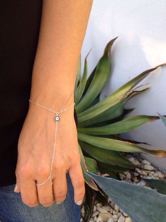 Evil eye Silver Hand Chain