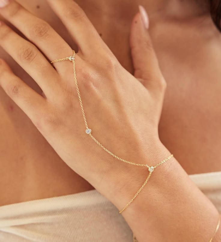 Minimal Rhimestone Hand Chain