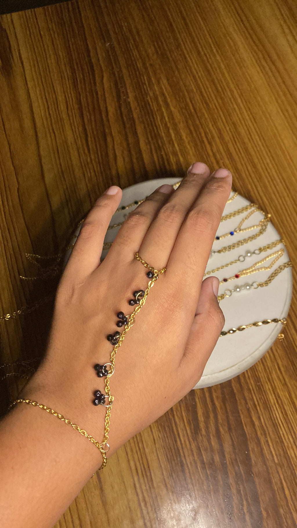 Beaded Gold+Silver Hand Chain