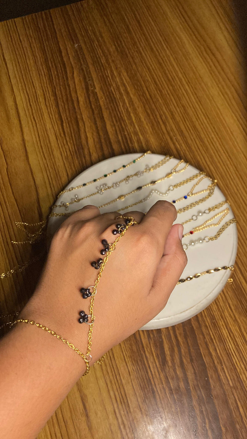 Beaded Gold+Silver Hand Chain