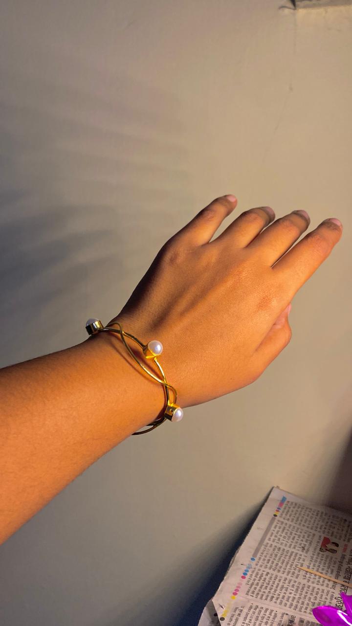Pearl Spiral Hand Bangle